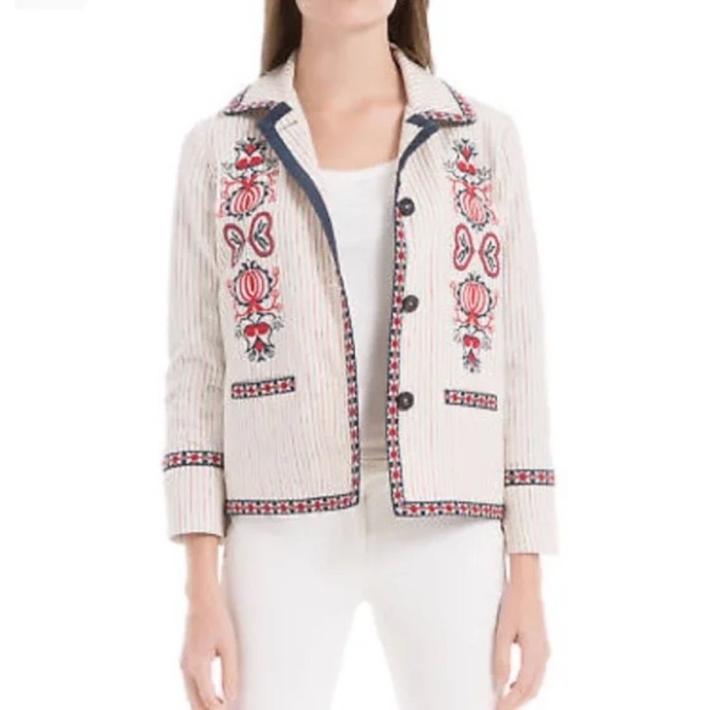 NWT NEW Max Studio London Cream Striped Blazer Size S